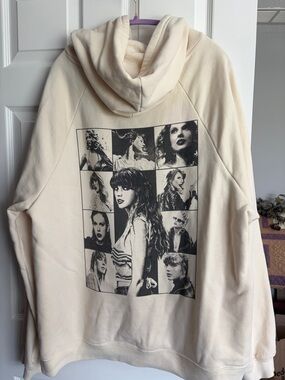 Taylor Swift Cream Graphic Pullover Hoodie
